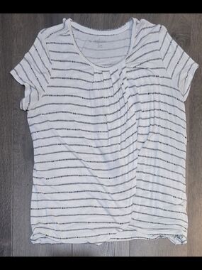 a:glow Maternity & Nursing Soft Tee White with Navy Stripe Detail XL